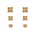Galea Medium Yellow Gold and Diamond Button Earrings